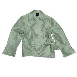 Silk Wrap Jacket in Sage Green